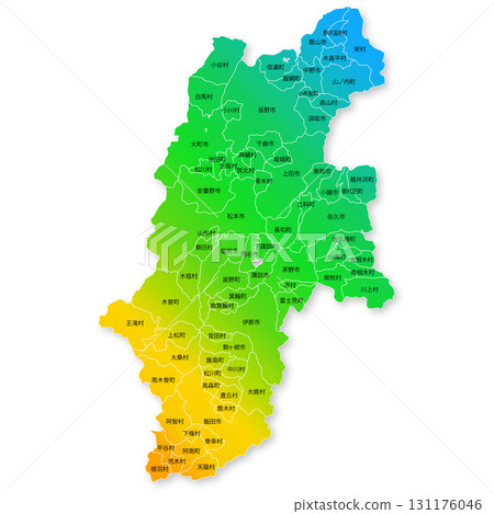 Nagano prefecture and municipalities map 131176046