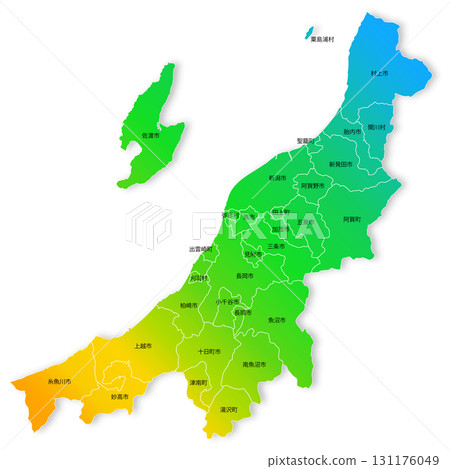 Niigata prefecture and municipalities map Niigata prefecture and municipalities map 131176049