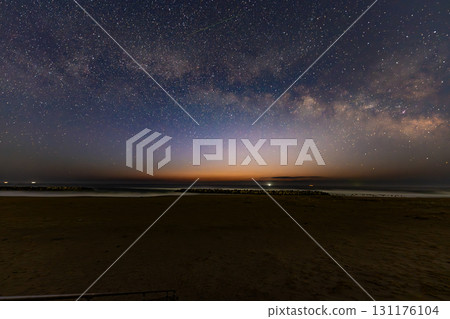 Milky Way and shooting stars floating over the sea 131176104