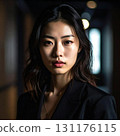A gaze illuminated by soft light, exuding urban elegance 131176115