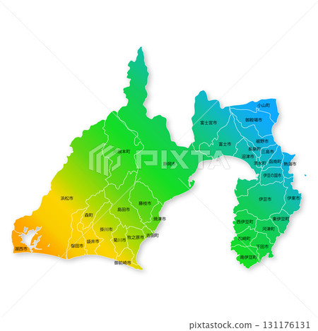Shizuoka prefecture and municipalities map 131176131