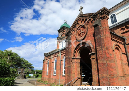 Clear summer sky and Tabira Cathedral (Hirado City, Nagasaki Prefecture, Japan) 131176447
