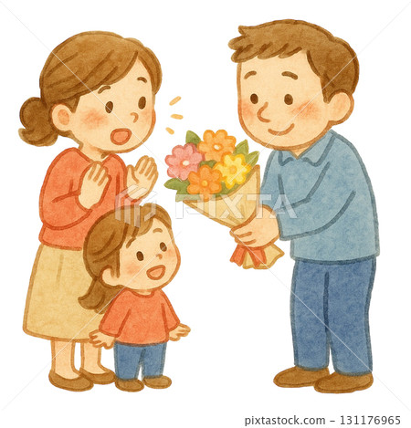 父親送出花束的插圖 131176965