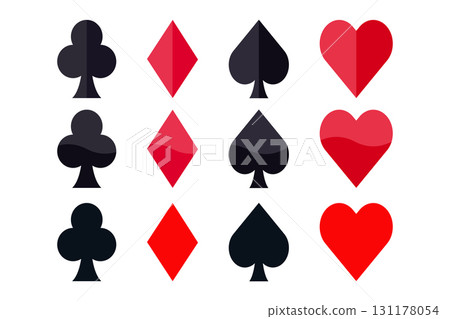 Colorful Flat Icons of Standard Playing Card Suits. 131178054