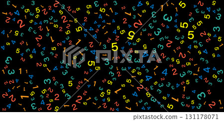Colorful 0 to 5 Numbers Pattern on Black Background. Colorful 0 to 5 Numbers Pattern on Black Background. 131178071