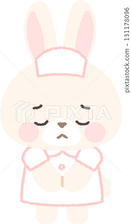White rabbit nurse bowing in apology (no main lines) 131178096