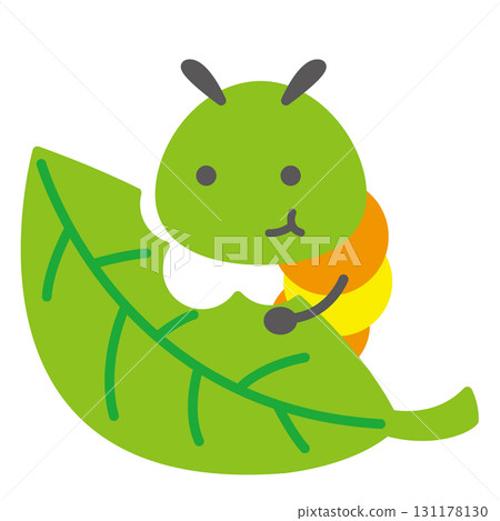 Green caterpillar eating leaves Green caterpillar eating leaves 131178130