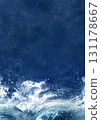 日式垂直插畫背景的洶湧的波浪 131178667