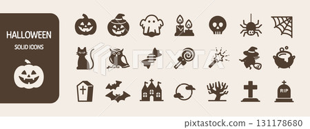 萬聖節圖示套裝 [單色] 可愛的萬聖節物品 131178680