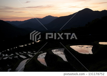 倒映在梯田上的日出 131178752