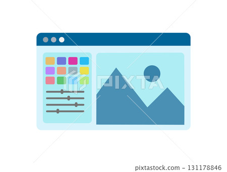 Photo or graphic editor on desktop vector icon 131178846