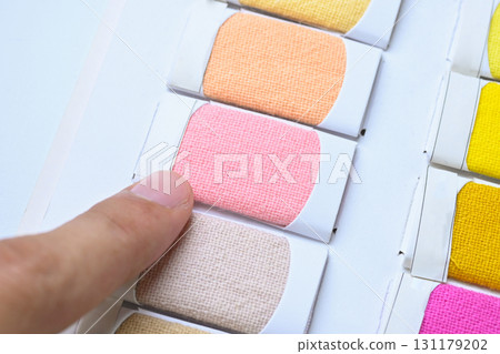 sample color shade of colorful fabric textile of clothing industry sample color shade of colorful fabric textile of clothing industry 131179202