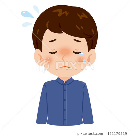 哭泣的男人的上半身插圖 131179219