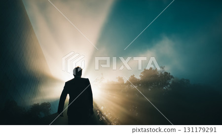 Futuristic visuals that represent hope and challenge 131179291