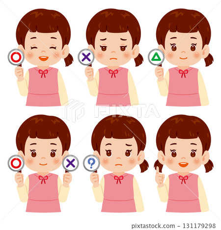 拿著圓圈和十字架的女孩的上半身插圖集 拿著圓圈和十字架的女孩的上半身插圖集 131179298