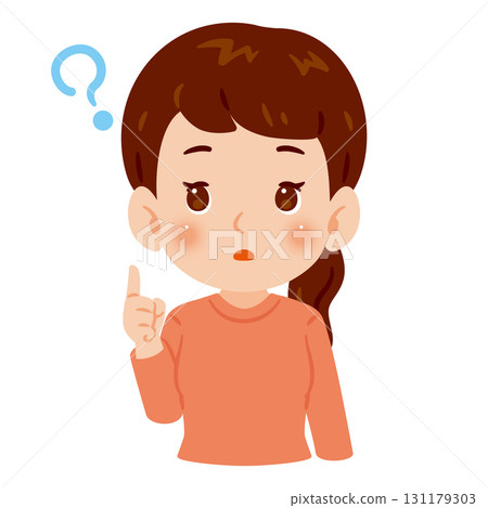 Upper body illustration of a woman with doubts Upper body illustration of a woman with doubts 131179303