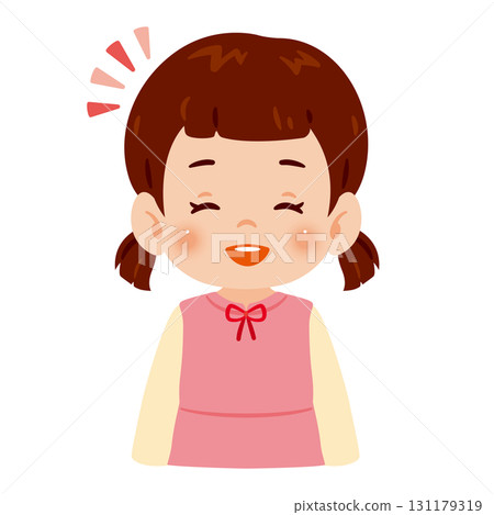 一個微笑的女孩的上身插圖 131179319