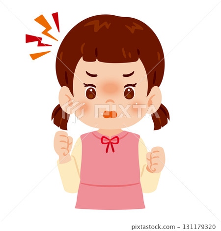 憤怒的女孩的上半身插圖 131179320
