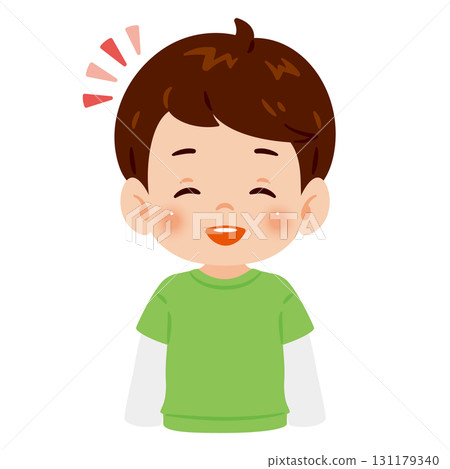 微笑的男孩上半身插圖 131179340