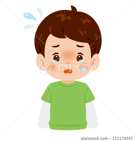 哭泣的男孩的上半身插圖 哭泣的男孩的上半身插圖 131179345