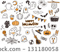 Doodle style Halloween illustration set 131180058