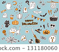 Doodle style Halloween illustration set 131180060