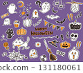 Doodle style Halloween illustration set 131180061