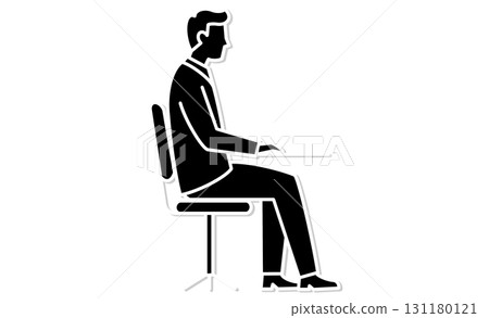 一名穿著西裝的男人坐在椅子上的插圖圖標 131180121