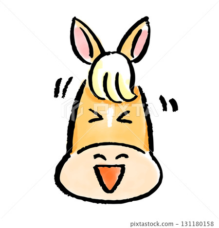 Hand-drawn illustration of a smiling horse's face Hand-drawn illustration of a smiling horse's face 131180158