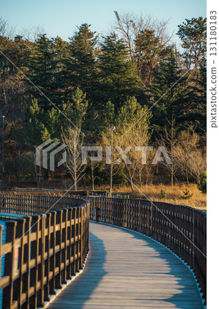 Curved Boardwalk over Yeongrang Lake, Sokcho, South Korea Curved Boardwalk over Yeongrang Lake, Sokcho, South Korea 131180183