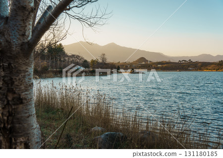 Birch-Framed Yeongrang Lake with Seoraksan Mountains, Sokcho, South Korea 131180185