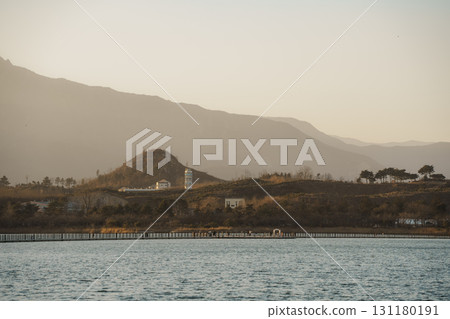 Golden Sunset and Mountains at Yeongrang Lake, Sokcho, South Korea Golden Sunset and Mountains at Yeongrang Lake, Sokcho, South Korea 131180191