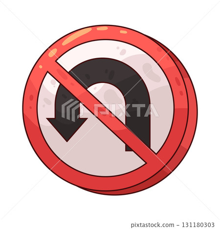 illustration of no U-turn sign illustration of no U-turn sign 131180303