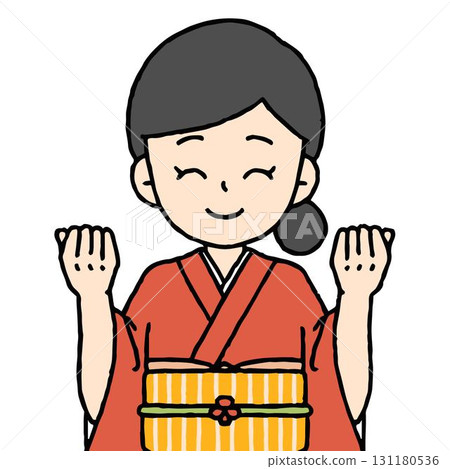 The waitress is pumping her fist in the air. The waitress is pumping her fist in the air. 131180536