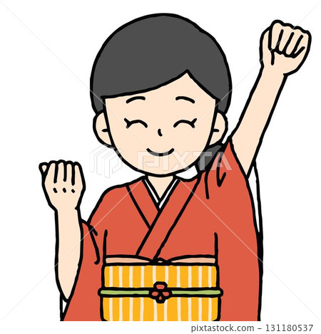 The waitress is pumping her fist in the air. The waitress is pumping her fist in the air. 131180537