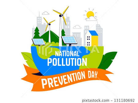 National Pollution Prevention Day Vector Illustration for Awareness Campaign, Featuring Factory Emissions, Forest Damage, and Vehicle Pollution Issues 131180692