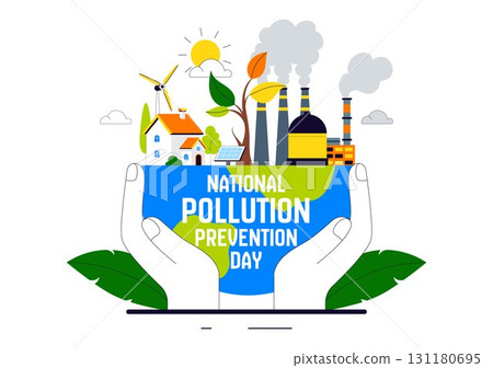 National Pollution Prevention Day Vector Illustration for Awareness Campaign, Featuring Factory Emissions, Forest Damage, and Vehicle Pollution Issues 131180695