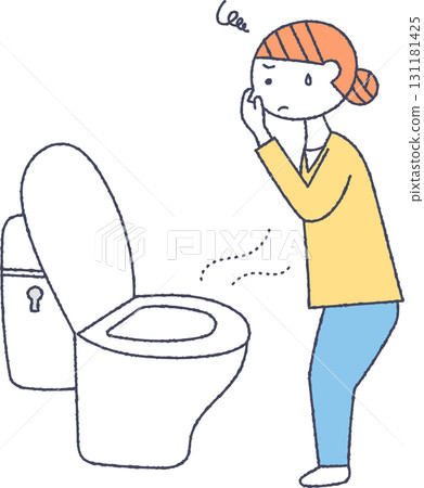 Women who are concerned about the smell of the toilet 131181425