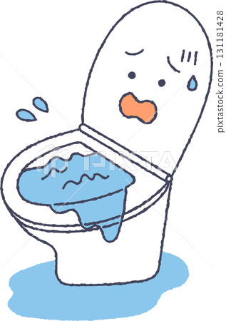 Clogged and overflowing toilet 131181428
