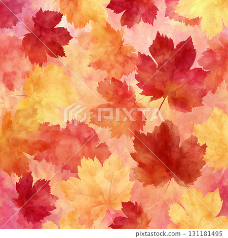Autumn leaves background Watercolor style illustration material Autumn fallen leaves pattern Design texture 131181495