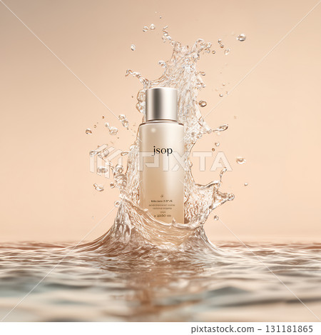 cream bottle mock up in water splash on blue cream bottle mock up in water splash on blue 131181865