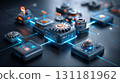 computer motherboard in blue tone 131181962