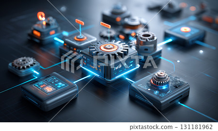 computer motherboard in blue tone computer motherboard in blue tone 131181962