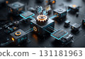 computer motherboard with black and white background 131181963