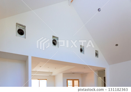 Build modern new home ceiling vents bright natural light creating an open atmosphere. Build modern new home ceiling vents bright natural light creating an open atmosphere. 131182363