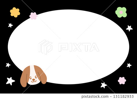Cute black frame with puppy, stars, flower for polaroid frame, animal, social media, poster, post card, rectangle ad template, book cover, sticky note, banner, name tag, paper, pet, vet, dog lovers Cute black frame with puppy, stars, flower for polaroid frame, animal, social media, poster, post card, rectangle ad template, book cover, sticky note, banner, name tag, paper, pet, vet, dog lovers 131182933