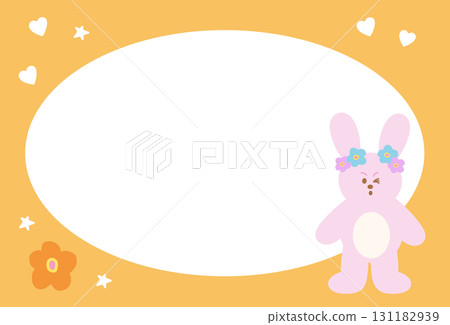 Cute orange frame with bunny, flower, heart for polaroid frame, animal, social media, poster, post card, rectangle ad template, book cover, sticky note, banner, name tag, paper, pet, vet, happy easter Cute orange frame with bunny, flower, heart for polaroid frame, animal, social media, poster, post card, rectangle ad template, book cover, sticky note, banner, name tag, paper, pet, vet, happy easter 131182939