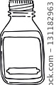 Glass small retro bottle linear drawing 131182963