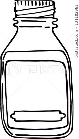 Glass small retro bottle linear drawing Glass small retro bottle linear drawing 131182963