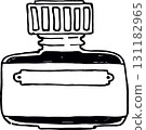 Glass small retro bottle linear drawing 131182965